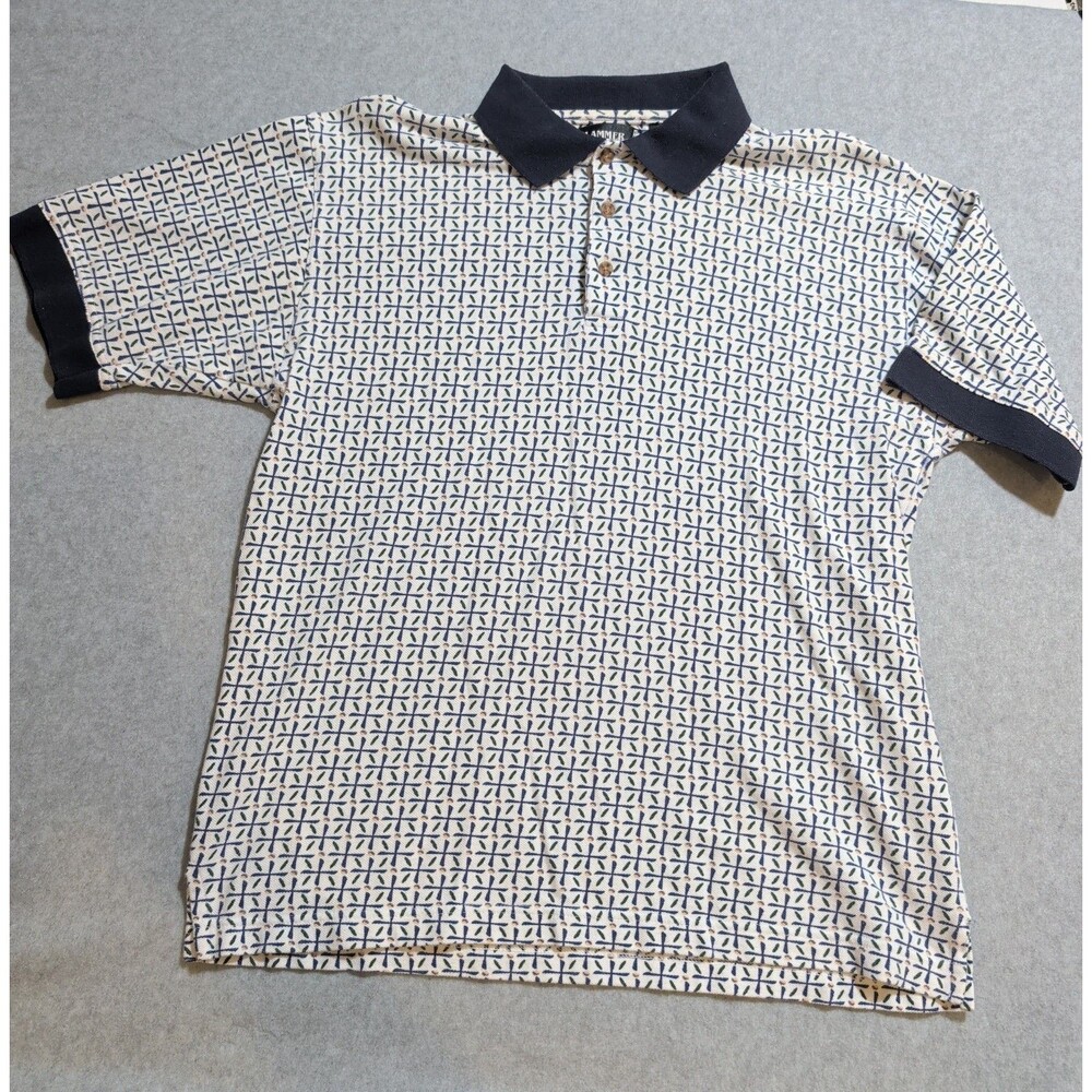 Vintage Slammer by Munsingwear Golf Polo Shirt Mens M Blue Green Print Casual